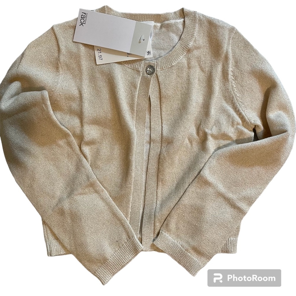 New Nordstrom Rack Girls Gold Sparkle Sweater (cardigan) Size 4